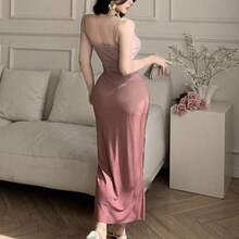 Women Short Dresses - Burgundy - View 7