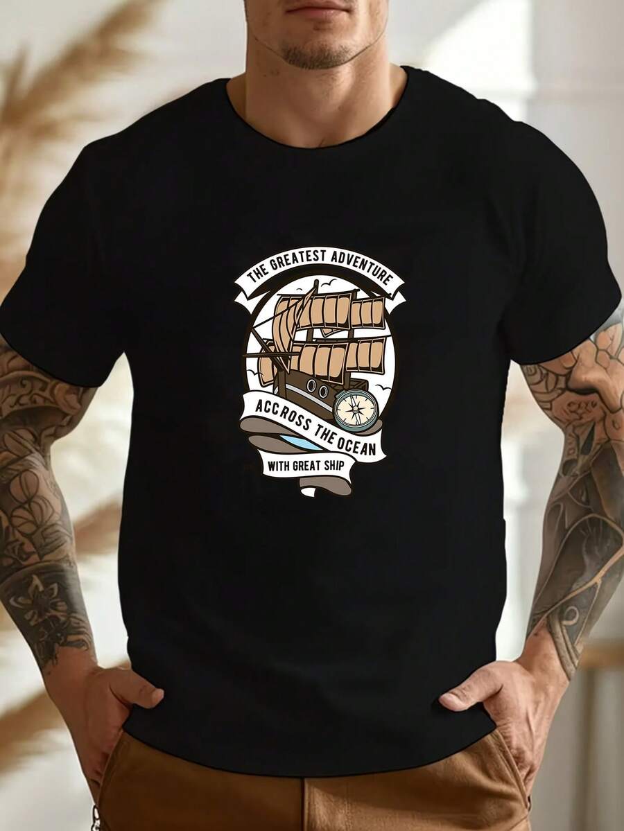 Men T-Shirts - 黑色 - 查看 1