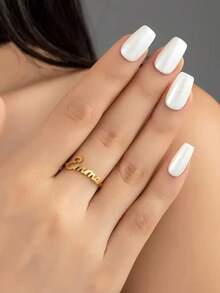Anillo abierto ajustable de moda con nombre personalizado - Multicolor - Ver 2