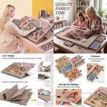 Felt Jigsaw Puzzle Board Portable Puzzle Storage Table W/ 6 Slid Drawer 1000pcs - VJO0312 - View 3