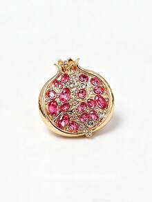 1pc Fashionable Pomegranate Shaped Brooch, Metal Fruit Lapel Pin, Can Decorate Suit Jacket, Scarf, Dress, Suitable For Daily Wear, Date, Party, Women's Accessory - Golden Pomegranate - View 7