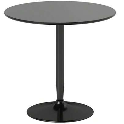 Esstisch Für 2 Personen, Runde Tischplatte Ø80 Cm, MDF Und Stahl, Rutschfest, Schwarz, 75H Cm