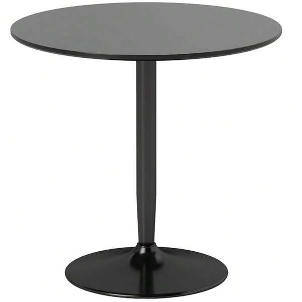 Matbord för 2 personer, rund bordsskiva Ø80 cm, MDF och stål, halkfritt, svart, 75H cm