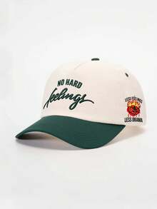 1pc Embroidered NO HARD Feelings Side Printed Rose Colorblock Baseball Cap, Outdoor Adjustable Sun Protection Casual Hat - Multicolor - View 13