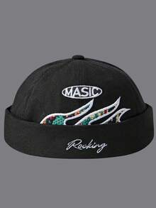 1pc Unisex Soft Top Embroidered Letter Vintage Street Style Brimless Cap For Outdoor And Daily Wear - Embroidery - View 3