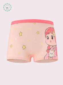 Random 5Pcs Girls Big Tween Girl Panties Cute Cartoon Animal Print Elastic Breathable Comfortable Girls Boxer Briefs - Multicolor - View 3