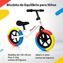 Bicicleta de equilibrio para niños de 12 pulgadas, adecuada para niños de 2 a 5 años, sin pedales, cuenta con un asiento ajustable sin necesidad de herramientas, fácil de montar, un excelente regalo para niños y niñas.HOT - Blanco - Ver 2