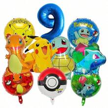 Vibrant Foil & Latex Balloon Set, Cute Cartoon Anime Style, Pocket Monster Character Print, Multi‑Color Number & Round Shape, Decor Kit For Kids Themed Birthday Party Supplies - View 20