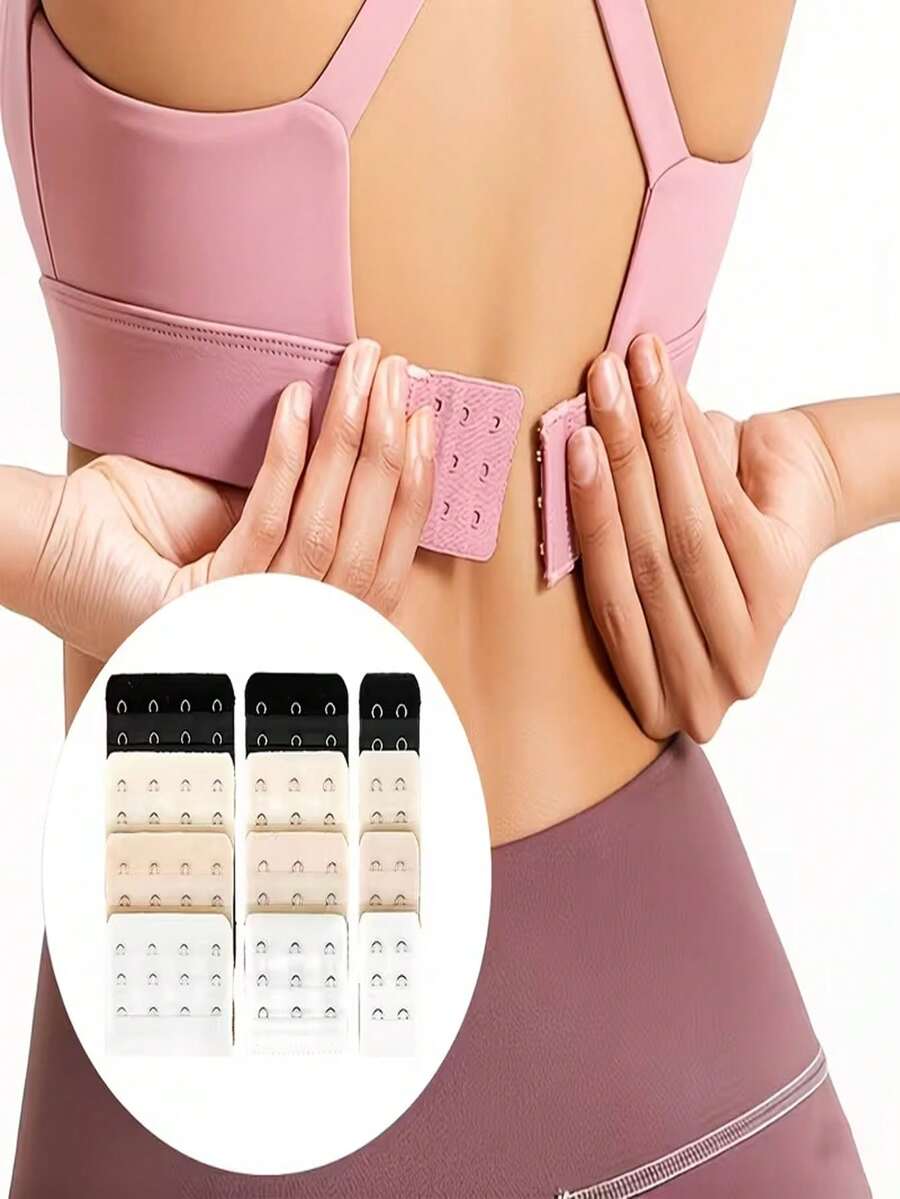 3pcs/Set Elastic Bra Extender Clips, Bra Extension Clips, 2/3/4 Hooks, Adjustable Back Clips, Bra Extender Clips With Rope - A - View 1