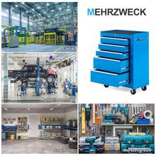 HOMCOM Workshop Trolley 5 Drawers Tool Cart Empty Lockable Blue | 4 Castors, 2 Locking Brakes, 2 Keys, Ball-Bearing Drawer Slides - 藍色 - 查看 6