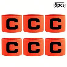 6pcs C-Shaped Captain Armbands, Durable Football Captain Armbands, Adjustable Elastic Band, For Match And Training - Help Identify Captain's Position In Team Sports, Promote Activity - Multicolor - View 4