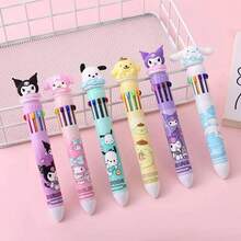 SANRIO 1 buah Pulpen Ballpoint Kartun 10 Warna, Pulpen Perencana Multi-Warna yang Dapat Diklik untuk Pelajar, Pulpen Stabilo dengan Nilai Estetika Tinggi, Untuk Pelajar, Pekerja Kantoran, Musim Kembali ke Sekolah, Hadiah untuk Teman Sekelas, Guru, Teman, Keluarga. - A - View 7