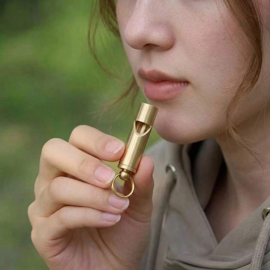 1pc Loud Emergency Survival Whistle - Heavy-Duty Gold Construction With Clear Lanyard Design, Suitable For Outdoor, Camping, Lifeguard, Sports Events - Compact Whistle, Essential For Emergency Preparedness, Minimalist Cylindrical Design - Multicolor - View 1