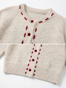Cute & Soft Round Neck Knit Cardigan For Women, Design-Focused Outerwear Loose Sweater, Spring 2025/2024 New Arrival - Apricot - View 7