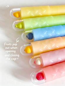 3 pièces de marqueurs fluorescents parfumés aux fruits mignons, marqueurs à pointe souple de couleur macaron, convenant pour le journalisme, l'école et la papeterie de bureau - A - Voir 1