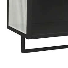 60CM Glass Doors Modern Two-Door Wall Cabinet With Featuring Two-Tier Enclosed Storage, An Open Shelf, And Towel Rack, For Entryway Living Room Bathroom Dining Room, Black, 60 X 23 X 78 Cm - Black - View 6
