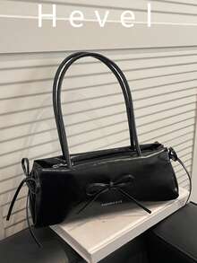 New Fashion Bow Decor Handbag, Suitable For Party, Outing, Vacation, Shopping And Daily Use, Can Store Coins, Phone, Also Suitable As Work Bag For Office Ladies, College Students And Professional Women, Elegant Women's Bag, Office, PU Women's Shoulder Bag, Black Bag - Black - View 1