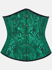 Court Style Jacquard Waist Cincher With Front Buckle And Back Lace-Up, Fishbone Corset For Daily Wear, Party And Halloween Outfit - Multicolor - View 66