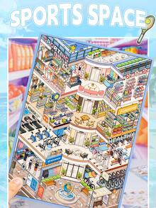 City Building Scene Stickers For Adult, Vintage Decor Landscape Stickers, Layered House Stickers, Scrapbooking Stickers, 3D Miniature House Micro Landscape Stickers, DIY Scrapbook Stickers, Scenery Stickers For Halloween Party Decoration - A - View 4
