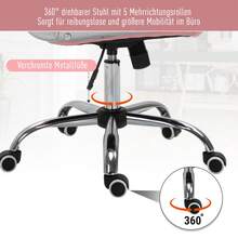 Bürostuhl Chefsessel Ergonomisch Gepolsterte Rückenlehne, Rosa, PU, 59,5 X 60,5 95-105 Cm - Pink - View 6