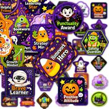 50pcs Kids Halloween Incentive Stickers, Cute Cartoon Skeleton Witch Mummy Good Behavior Reward Stickers - Multicolor - View 10