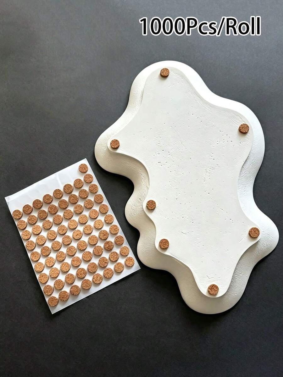 1000pcs Self-Adhesive Cork Pads - Hardware Anti-Collision Pads, Suitable For Home, Office, Cabinet Drawers, Non-Slip Base, Cork Pads With Adhesive Backing, Adult Craft Accessories Craft Set - Multicolor - View 1