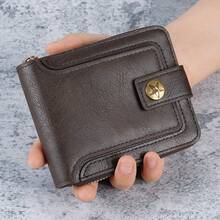 1pc Men's Fashion Tree Pattern Zipper PU Credit Card Holder, Small Zipper Coin Purse With Zipper Button Closure, Business Wallet, Ideal Gift For Men - Multicolor - View 3