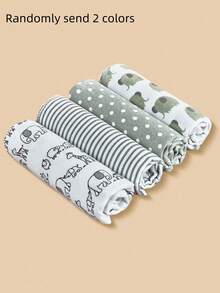 4pcs/2pcs Set Newborn Baby Swaddle Blankets, Warm & Cozy Baby Floral Print Receiving Blankets, Cartoon Pattern Baby Muslin Wrap (Assorted Colors) - Multicolor - View 14