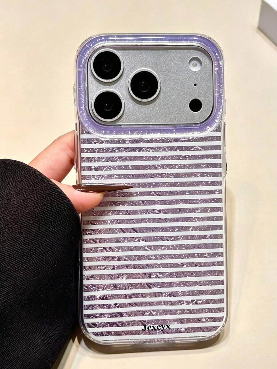Vintage Water Ripple Brown & Blue Plaid Phone Case, Compatible With Apple 17 11 12 13 14 15 16 Pro Max Plus, Autumn/Winter Glossy Protective Shell
