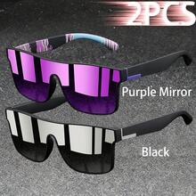WSZ 2PCS Latest Fashion Vintage Square Sports Glasses Flat Frame Street For Unisex Eyewear For Choice For Outdoor Vacation And Daily Clothing Matching - 2PCSF766 - View 30