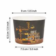 10/20/60 Pcs,9oz Excavator Construction Disposable Paper Ice Cream Cups,Black Construction Truck Ice Cream Paper Bowls,Building Machinery Print Decorative Dessert Snack Paper Container For Buffet Table,Holiday Celebration Gathering - Multicolor - View 4