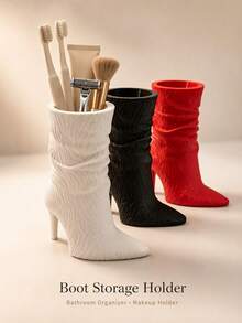 3D Printed High Heel Boot Shaped Storage Box, Cute Multi-Functional Organizer, Can Be Used As Toothbrush Holder, Makeup Brush Storage And Pen Holder, INS Style Desktop Decor Ornament - Multicolor - View 5