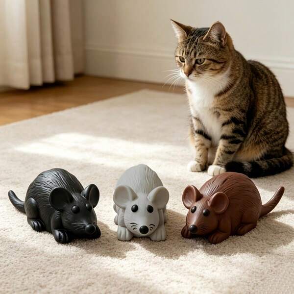 3PCS Random Color Sound Pet Toy Mouse Durable Chewing Cat Stress Relief Toy, Cat Toy, Pet Supplies