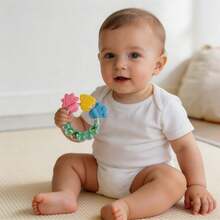 1pc Circular Ring Shape Teether,Sensory Rattle Toy,Baby Anti Eat Hand Soothing Toy,Satisfy Grasping Chewing Sucking Needs,Built In Colored Beads - Multicolor - View 13