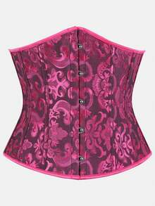Court Style Jacquard Waist Cincher With Front Buckle And Back Lace-Up, Fishbone Corset For Daily Wear, Party And Halloween Outfit - Multicolor - View 71