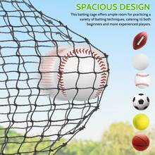 55x12x12FT Baseball Hitting Net, Outdoor Batting Cage Netting With Door, Softball Practice Training Net For Backyard, Field & Sports Training - Black - View 5