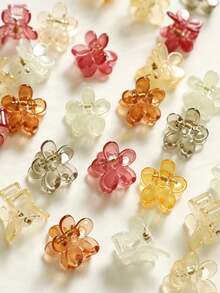 10pcs Colorful Transparent Flower Small Claw Clips For Women, Side Hair Clips, Cute Sweet Princess Style Fashion Hair Accessories - Multicolor - View 3