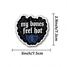 1/2/5pcs My Bones Feel Hot Blue Ribcage Gothic Stickers,Black Thunder Star Dark Aesthetic Waterproof Vinyl Decal, Vintage Skeleton Bone Lettering Sticker For Skateboard Water Bottle Laptop, Edgy Punk Dark Academia Decor Sticker - A - View 9