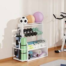 Dumbbell Rack, Adjustable Weight Rack Home Gym, All-In-One Workout Equipment Storage Dumbbells, Kettlebells, Yoga Mats Balls - White - View 3