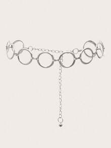 1PC Simple Ring Waist Chain Versatile Retro Belt For Dress, Coat, Jeans, Suitable For Daily Wear And Parties Halloween - Silver - View 4