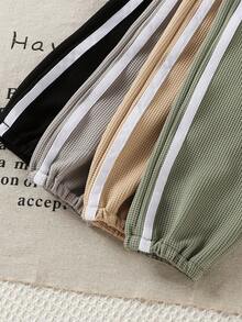 Bhchntiy Baby Boy Autumn/Winter New Waffle Knit Solid Color Casual Fashion Long Pants - Multicolor - View 6