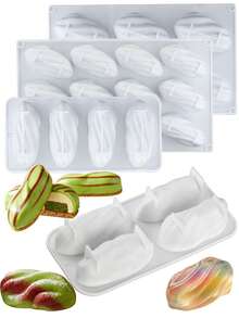 1pc Pistachio Shaped Silicone Mold, Baking Mousse Cake Mold, Cake Decoration Baking Mold - White - View 1