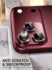 3pcs [2026 New] 9H Tempered Glass Camera Lens Protector, Compatible With IPhone 18 Pro Max/18 Pro, CD Texture, Anti-Scratch, High Definition Transparent, Metal Ring Decoration, Bubble-Free And Easy Installation, Suitable For Phone Case (Burgundy) - Burgundy - View 5