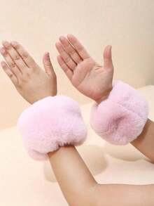 Women's Faux Fox Fur 3 Pieces Set, Plush Hat + Scarf + Arm Warmers, Winter Warm Faux Fur Accessories Set - Multicolor - View 6