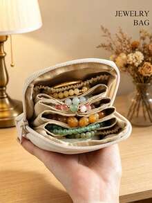 Portable Zipper Jewelry Storage Bag, Multi-Pocket Travel Jewelry Organizer, Anti-Scratch Mini Earring & Bracelet Storage Box, Suitable For Daily Outings And Bedroom - Multicolor - View 3