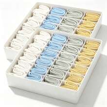 1/2 Pack Sock Drawer Organizer Divider, 24-Grid Underwear Storage Rack And Closet Organizer, Suitable For Storing Socks, Handkerchiefs, Ties, Belts And More - White - View 1