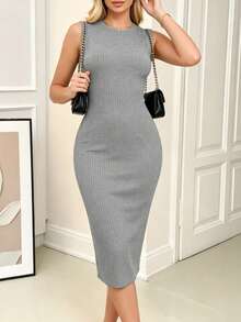 Women Sweater Dresses - Grey - View 4