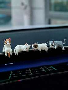 Super Cute Sleeping Cat Car Dashboard Ornament Screen Decoration Mini Figurine Resin Cartoon Decor For Car Interior, Computer Desktop, Office And Home Decor (With Acrylic Double-Sided Adhesive) - Multicolor - View 1
