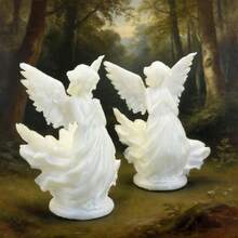 3D Printed Luminous Praying Angel Figurine, Glow In The Dark Winged Angel Statue, European Vintage Desktop Tabletop Ornament, Home Shelf Decor, Creative Holiday Gift - A - View 3