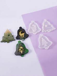 3pcs/Set Resin Silicone Mold DIY Epoxy Resin Mold, Christmas Tree Pendant Tag Bell Keychain Silicone Mold, Christmas Decoration - A - View 2